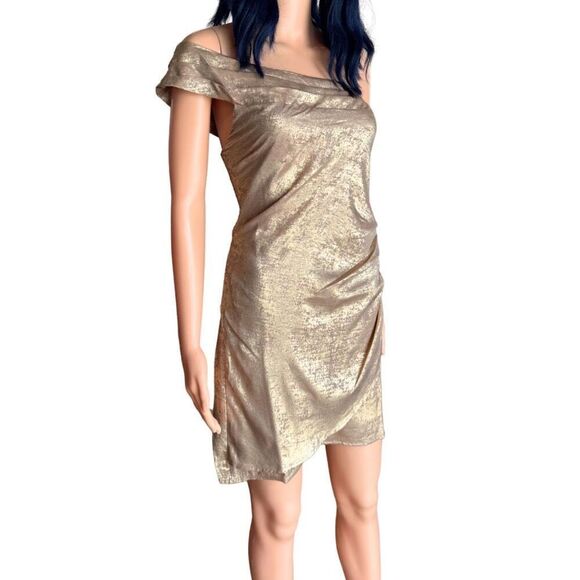 NWT Lost + Wander Pixie Dust Gold Metallic Mini Cocktail Dress - Picture 5 of 8